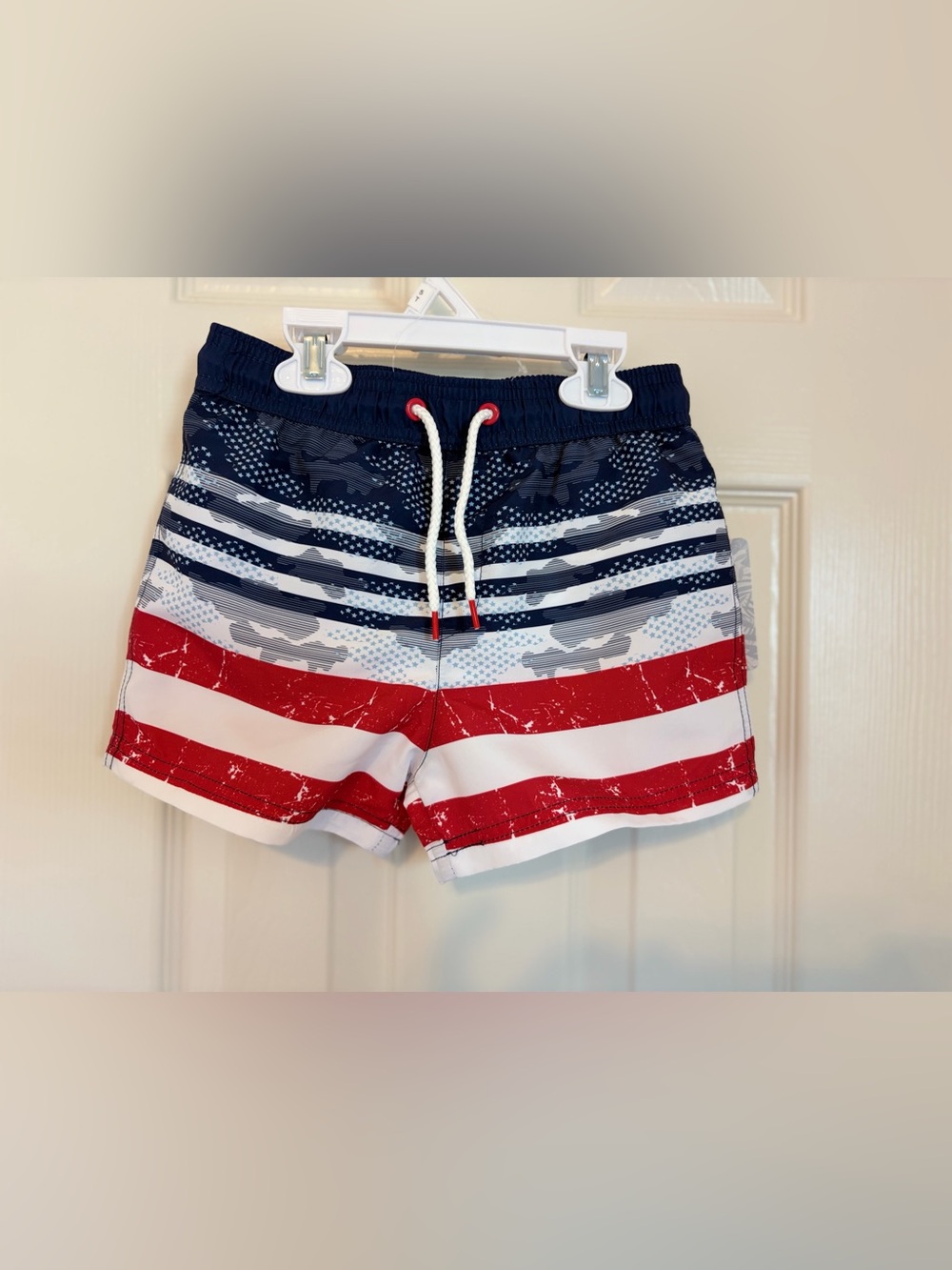 Tommy Bahama Boys 5T Swim Trunks NWT Red White Blue Flag USA